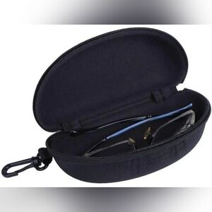 Black Sunglasses with Case W/clip. CLIP ON BAG OR BELT LOOP etc.zipper Closure